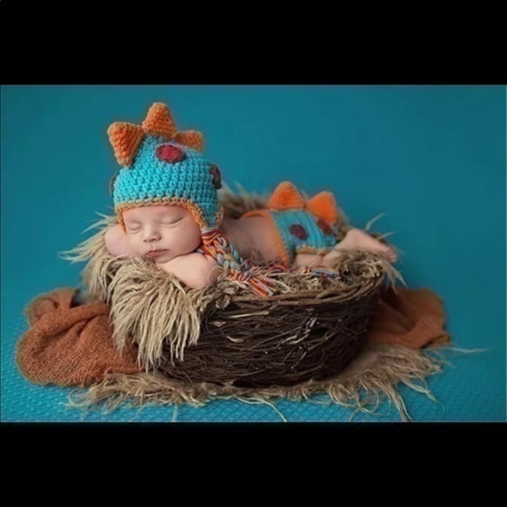 Newborn crochet dinosaur photo prop